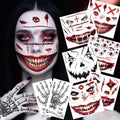 Halloween Face Tattoos Set - Waterproof Fake Scars & Spooky Makeup Stickers