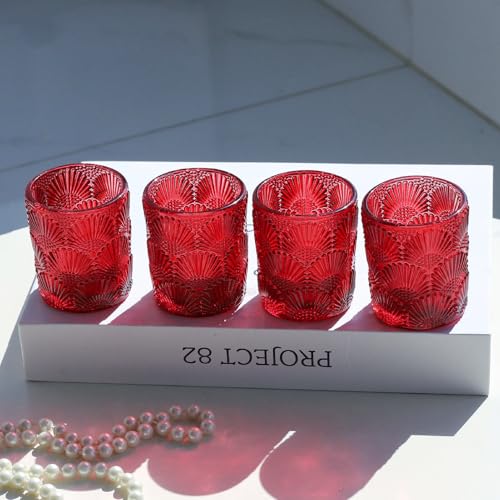 Red Votive Candle Holders Set of 24 Boho Style Christmas Decorations