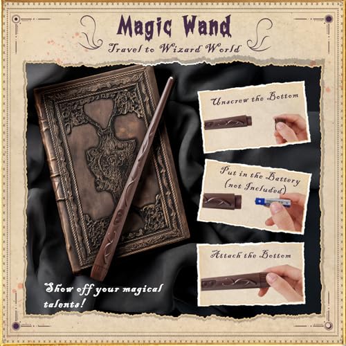 Floating Candle Set with Wand Remote - 12 Warm Yellow Flameless LED Candles - Witch Decor
