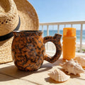 Handcrafted Ceramic Coffee Mug - 13 oz Rustic Orange Handle for Dad
