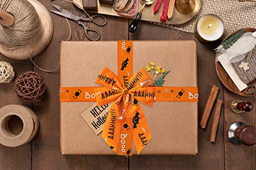Halloween Satin Ribbon Set - Black and Orange Craft Bows Gift Wrap