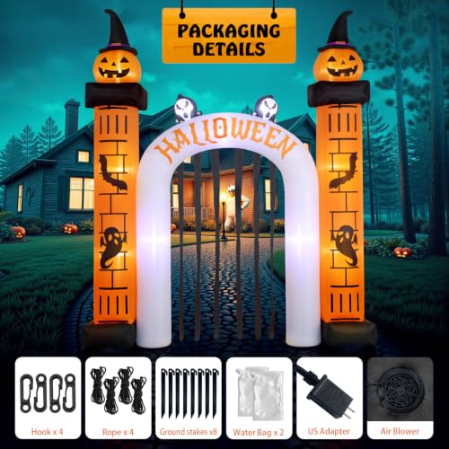 Giant 11FT Halloween Inflatable Pumpkin Archway with LED Lights - Outdoor Decor Variation of Pumpkin Arch