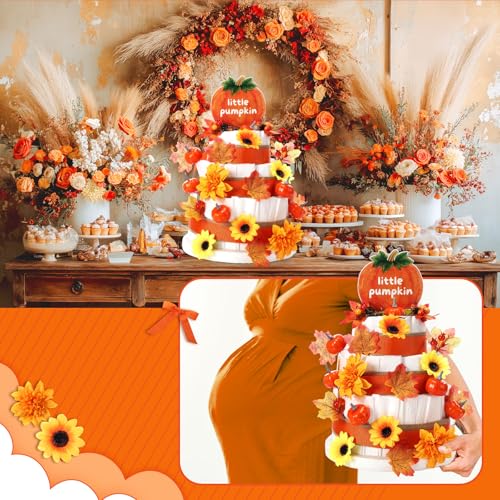 Baby Shower Fall Diaper Cake Kit with Pumpkin & Autumn Decorations