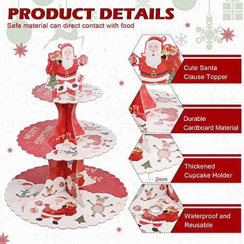 Christmas Tree Cupcake Stand 3-Tier Santa Claus Dessert Display Rack