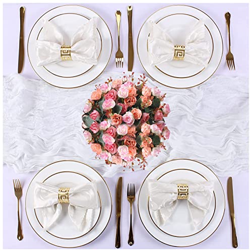 White Cheesecloth Table Runners 35 x 120 Inch - 12 Pack Boho Wedding Decor