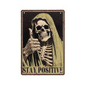 Stay Positive Metal Sign Wall Art - 12×8 Inches Aluminum Retro Decor
