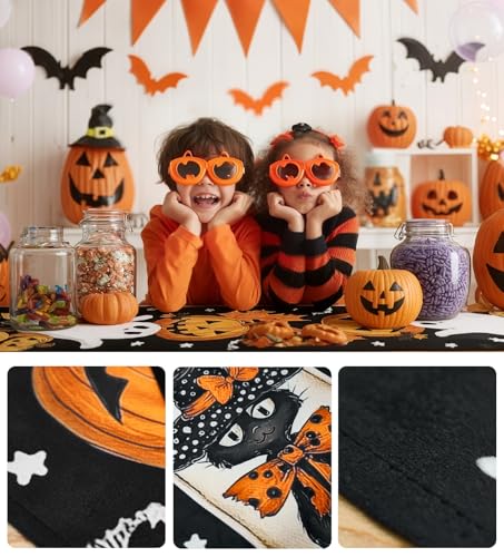 Halloween Pumpkin Ghost Table Runner 13x72 Inches | Spooky Fall Decor - Variation of THIS Listing