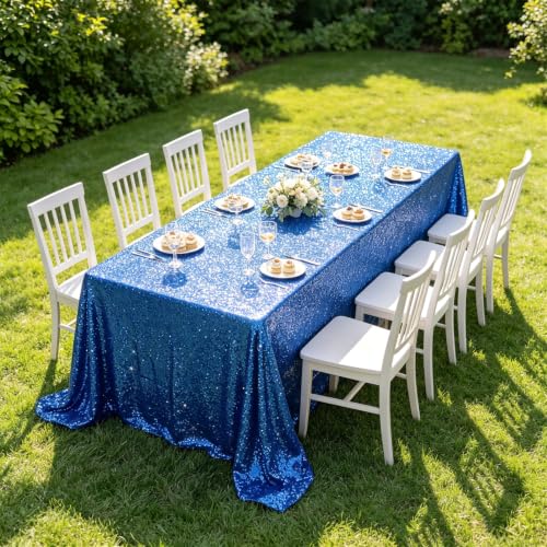 Partisout 90x132 Inch Royal Blue Sequin Tablecloth - Glitter Party Cover Variation of THIS Listing