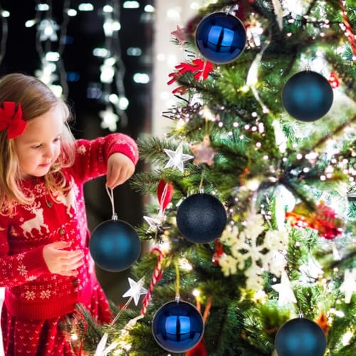 Large Shatterproof Christmas Ornaments Balls - 3.94 Inch, Pack of 6, Blue Holiday Decor