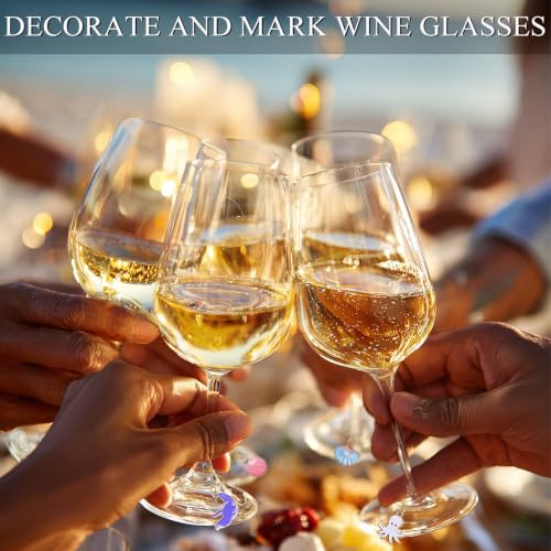 Beach Themed Wine Glass Charms Set - 20 Summer Beach Pattern Drink Markers