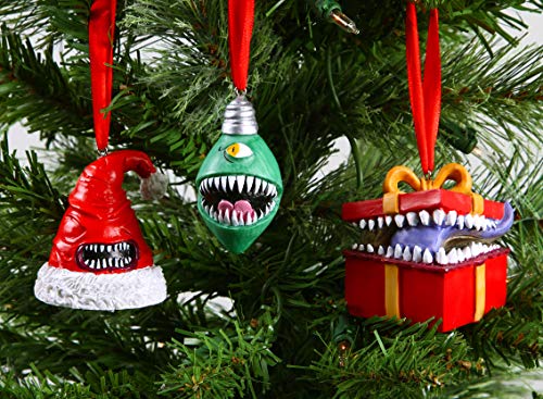 D&D Mimic Holiday Ornament Set - Hand-Painted Resin Christmas Decorations