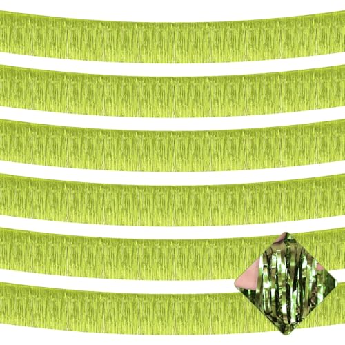 Light Green Metallic Foil Fringe Garland 10ft Party Banner Decor - 6 Pack