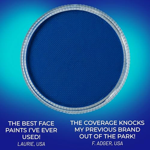 Neon Blue Face & Body Paint - Water Activated, 30g for Costume & Halloween