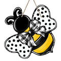 Deroro Bumble Bee Front Door Sign - Spring Summer Polka Dot Farmhouse Wood - Bee Variation