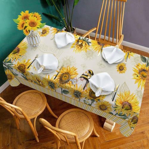 Hexagram Sunflower Tablecloth 60x120 Inch Rectangle - Durable & Wrinkle-Resistant