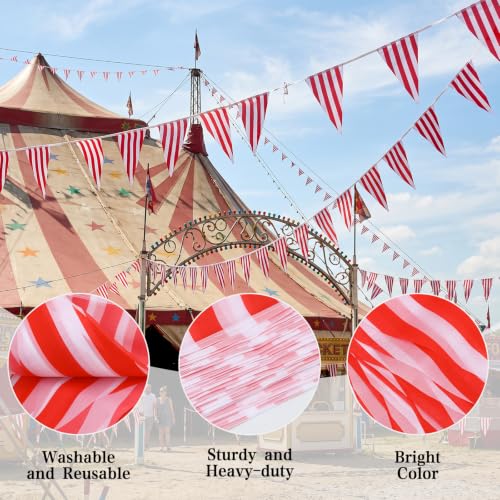 Red and White Striped Pennant Banner - 850ft Party Decor, Reusable