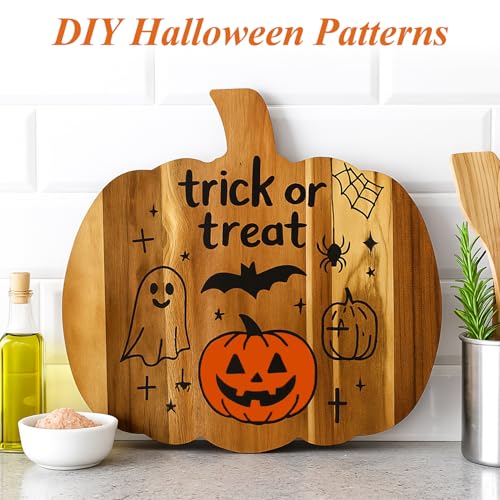 Acacia Wood Pumpkin Decor Platter Halloween Charcuterie Board Fall Serving Dish
