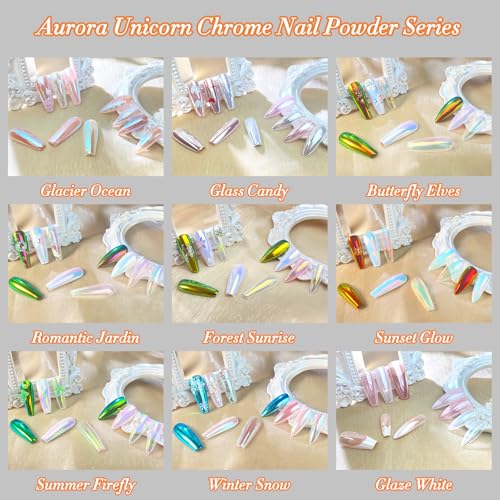 FNNZ Unicorn Chrome Nail Powder Sunset Glow Mirror Effect for Gel & Acrylic Nails