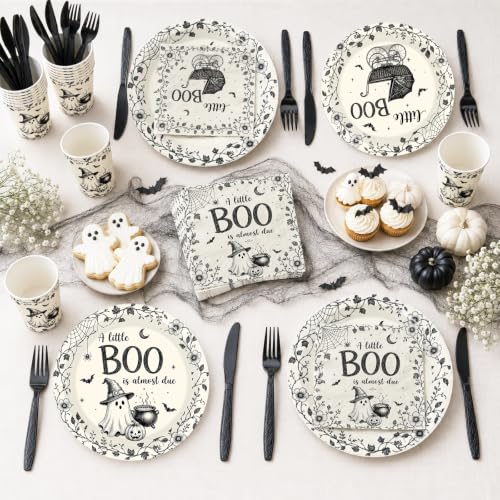 144-Pack Halloween Baby Shower Disposable Plates Cups Napkins Party Supplies