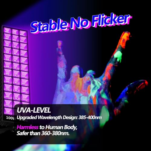 THECHAM 100W Black Light Bar for Glow Party Halloween - 1 Pack