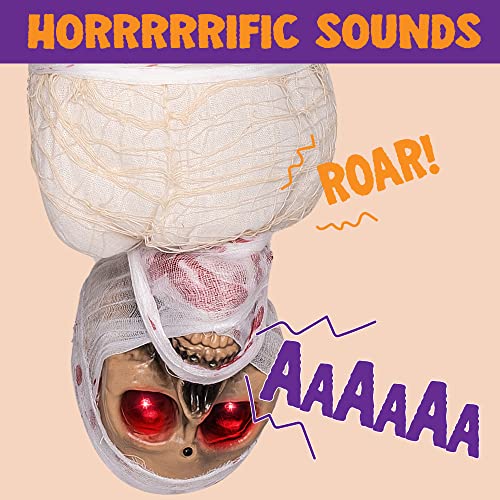 Halloween Hanging Corpse Decoration with LED Eyes & Sound 35" Spooky Prop