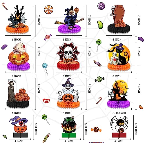 Halloween Honeycomb Centerpieces Black Orange Bloody Set - Table Decor