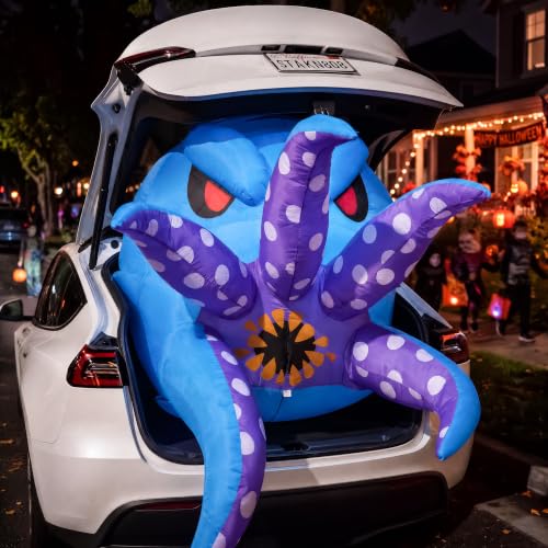 5 FT Halloween Inflatable Octopus Car Decoration with LED Lights - Trunk or Treat Outdoor Decor