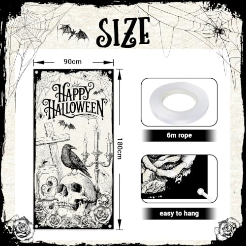 Halloween Door Cover Skeleton Banner for Party Decor 0.9 x 1.8 m
