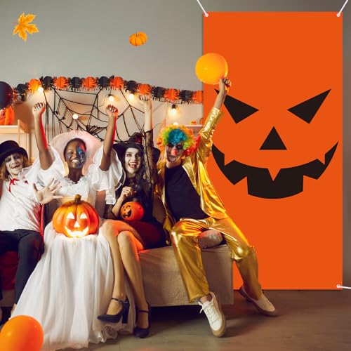 Halloween Pumpkin Door Cover Decorations - 71 x 35 Inch, Mainly Orange