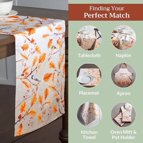 Maison d'Hermine Cotton Table Runner 14.5 x 108 Inches Oak Leaves Variation 067