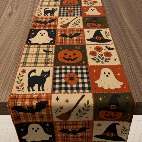Halloween Patchwork Table Runner - Rustic Farmhouse Halloween Decorations - Variation of THIS listing