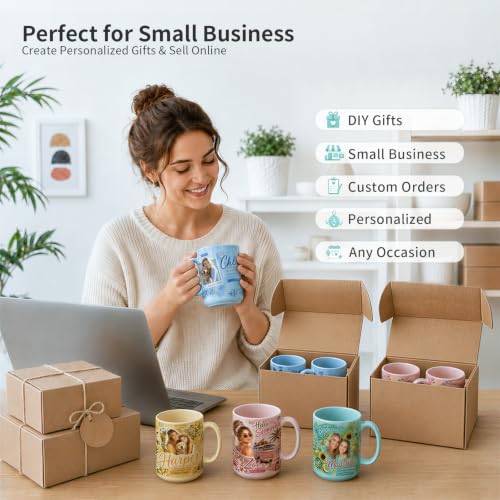 8 Pack 15 OZ Pastel Sublimation Coffee Mugs Set - Macaron Colors, Customizable Ceramic Cups