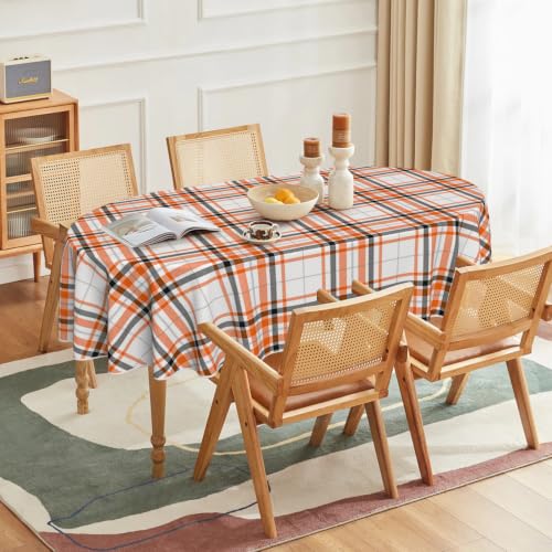 Halloween Tablecloth 60 x 84 Inch Oval Black Yellow - Durable Polyester