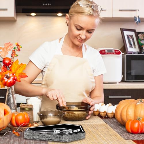 Skeleton Coffin Halloween Paper Plates 40 Pack - Black & White 10 Inch Disposable Tableware - Skeleton Coffin Variation