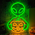 Alien Pumpkin Neon Sign Halloween Neon Light for Bedroom Wall Decor USB Powered Adjustable