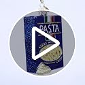 Glass Christmas Ornament - Old World Pasta Box Hand-Painted Holiday Decor
