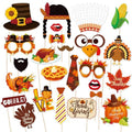 25Pcs Thanksgiving Photo Booth Props Set - Fall Party Decorations & Selfie Accessories
