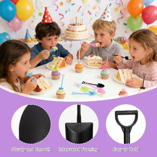 Colorful Mini Shovel Spoons - Disposable Plastic Dessert Utensils, 60 Pack