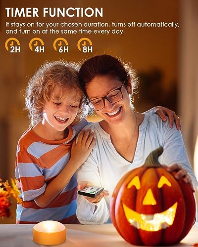 4-Pack LED Pumpkin Lights with Remote & Timer for Halloween Decor
