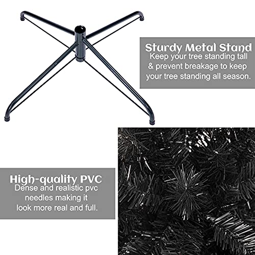 Black Artificial Christmas Tree 7.5Ft with 1400 Tips - Premium Faux Holiday Tree