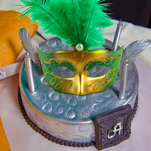 Mini Masquerade Masks Set - 30 Gold Party Decorations for Mardi Gras Halloween & More