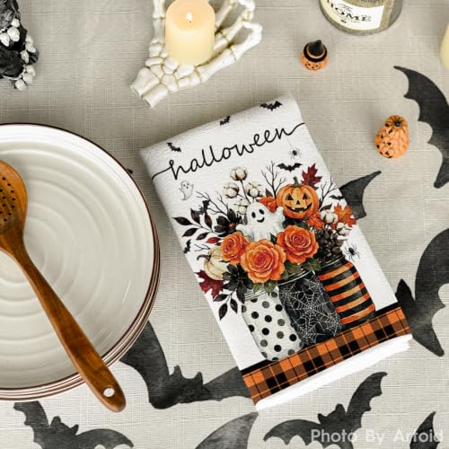 Ghost Vases Halloween Kitchen Towels Set of 2 - 18x26 Inch