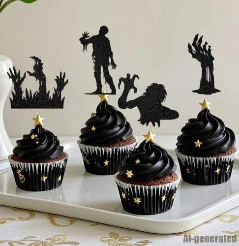 24Pcs Halloween Zombie Cupcake Toppers - Horror Party Decorations