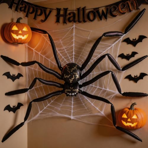 Giant Spider Inflatable Balloon Halloween Decoration - Black & Life-like Design
