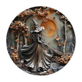 Halloween Witch Wall Decor Sign - Autumn Rusty Metal Wall Art 8x8 Inch P2
