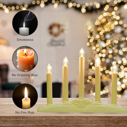 Electric Christmas Window Candle Lamp Set - 5 Ivory Lights with 6 C7 Bulbs - Variation: 5 Lights Ivory / 1 Pack