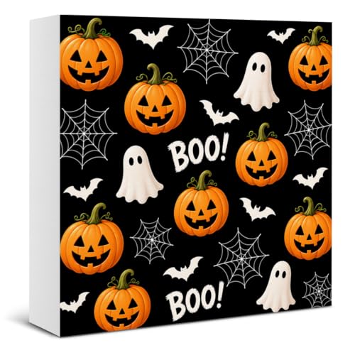 Fall Halloween Wooden Sign - Cute Pumpkin Ghost Autumn Decor Sign-14