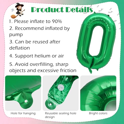 Pink & Green Witch Balloon Set for Birthday Party Decorations - Variation of Pink Green