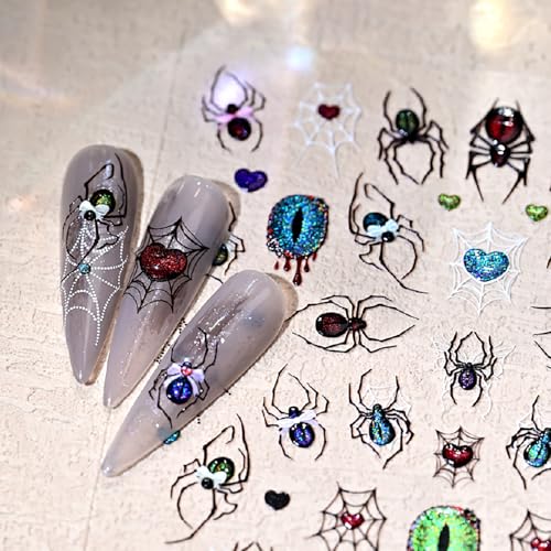 Halloween Nail Stickers 5D Embossed Spider Web Blood Dripping Design - Variation 4