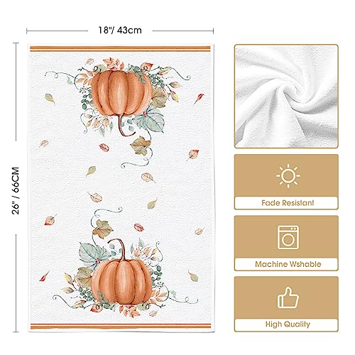 Orange Pumpkin Fall Kitchen Towels Set of 4 18x26 Inches - Soft & Absorbent
